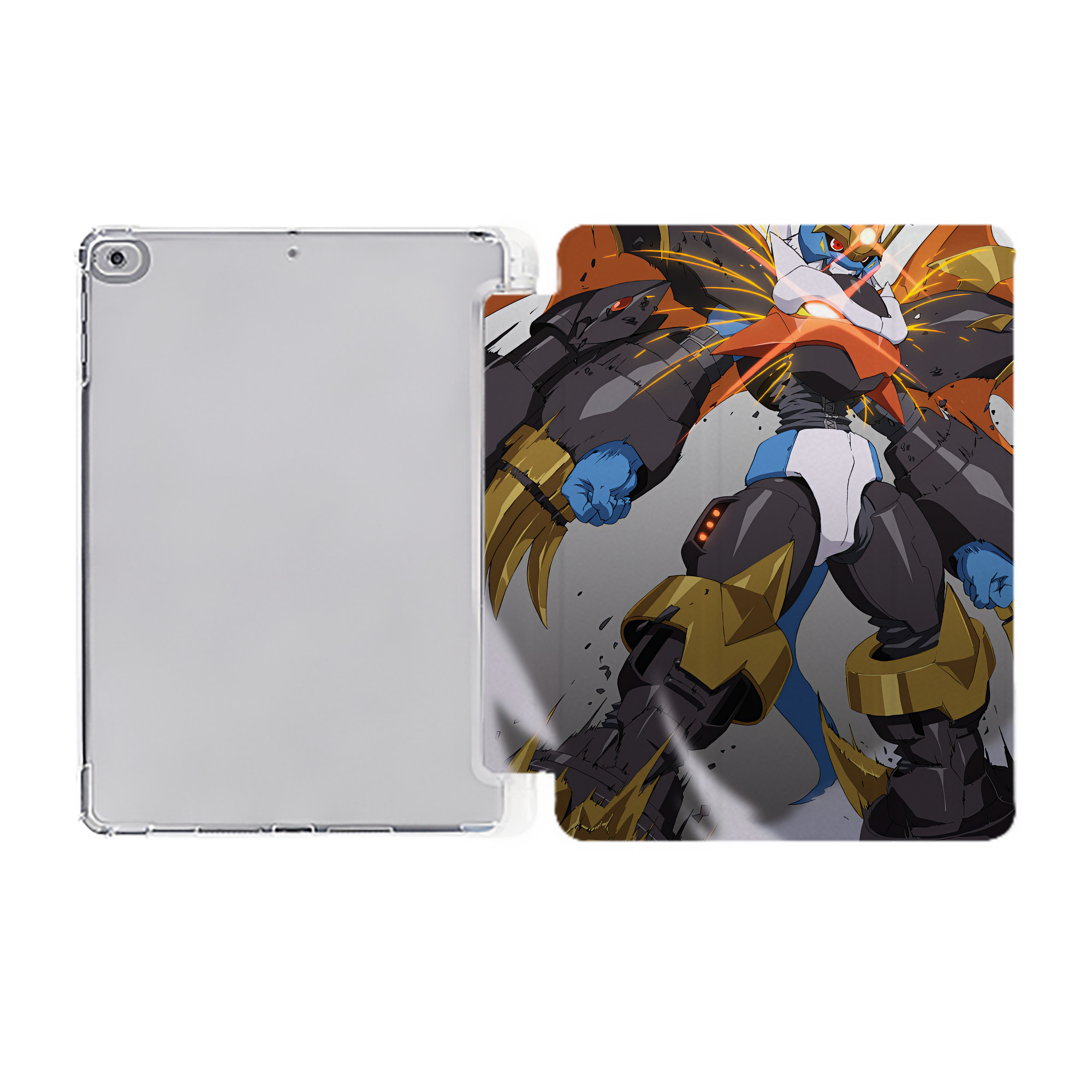 （画像用） Digimon デジタルモンスター/デジモン IPad ケース ペン収納付き 三つ折りスタンド PUレザー×シリコン 対応機種9.5/10.5/10.9インチ